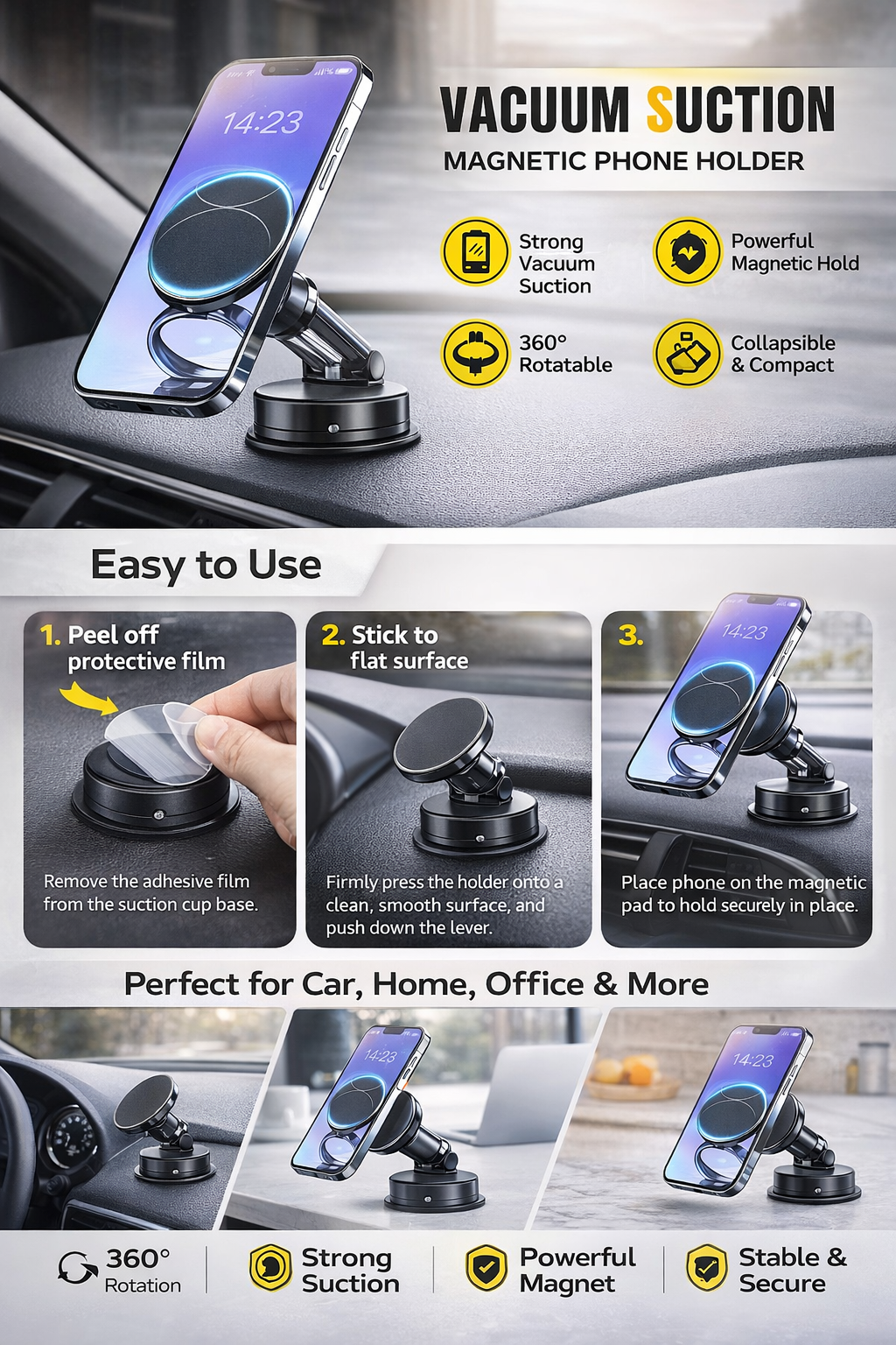 Vacuum Suction Phone Holder